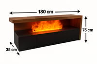 طاولة تلفزيون خشبية فاخرة مع شعلة بخارية 3D وصوت م...
