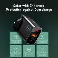 بيسوس | شاحن جوال جداري آمن سريع مدخلين | CCJMHA-D...