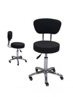 كرسي للعاملات دائري بعجلات - أسود