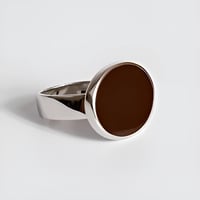 خاتم ملكي فضة عيار 925 حجر بني