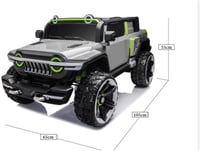 سيارة كهربائية للركوب بمقعدين - رمادي/أخضر