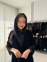 عباية D633- شتوية قماش مخمل كسرات دبل كلوش-كحلي