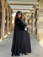 عباية D623 - دبل كلوش كتان مع مخمل مطرز - تيفاني