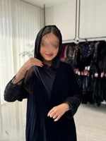 عباية D633- شتوية قماش مخمل كسرات دبل كلوش-كحلي