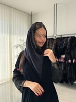 عباية D633- شتوية قماش مخمل كسرات دبل كلوش-كحلي