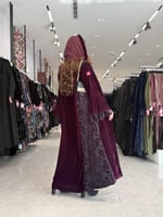 عباية D657 - شتوية قماش مخمل مزينه بأكمام كسرات -...