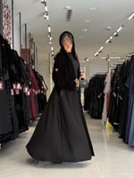 عباية D700 - عباية قماش مخمل مع كتان تدخيلات دانتل...