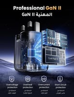 شاحن جداري من UGREEN سريع بقدرة 65 واط بثلاث منافذ...