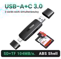 يوجرين قارئ بطاقات SD بمنفذ USB 3.0/USB C OTG ومحو...