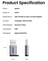 UGREEN محول يو جرين من USB A 3.0 ذكر إلى USB 3.1 ن...