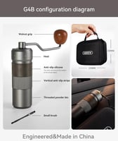 مطحنة قهوة يدوية مخروطية من HIBREW سعة 22 غرام مصن...