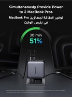 شاحن Ugreen GaN 200 واط بأربعة منافذ، شحن فائق للا...
