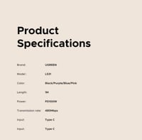 كيبل UGREEN 100 واط قابل للسحب: شحن فائق السرعة بت...