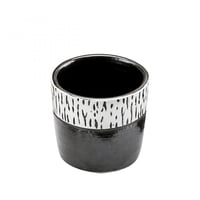 كوب فلات وايت قهوة لونين اوف وايت و اسود بلمعة فضي...