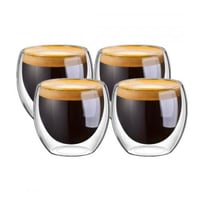 6 اكواب زجاج دبل حجم 80 مل - دبل كلاس