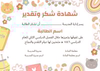 قالب شهادة شكر وتقدير للاطفال بوربوينت قابلة للتعد...