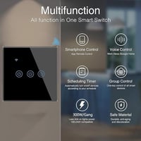 مفتاح اضاءة حائط ذكي واي فاي، ثلاثي اسود متوافق مع...