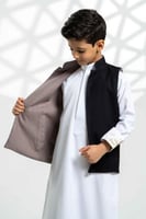 سديري دبل فيس جوخ مع قماش خلية بني xبيج غامق