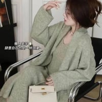 طقم فستان فرنسي محبوك من قطعتين للنساء