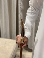 عصا قرن غزال طبيعي ، خشب بني