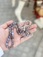 سبحه عقيق رمادي مموج