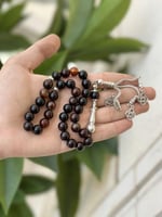 سبحه عقيق اسود مخلوط