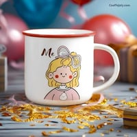 كوب لطيف رسومات كرتونية باللون الوردي