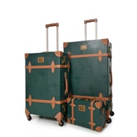 طقم شنط سفر كلاسيك جلد بلكامل اربع قطع اخضر