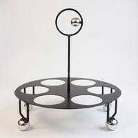 شيال تقديم حديد مع 6 فناجيل زجاج