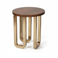 طقم طاولة خشب بقاعدة حديد ذهبي