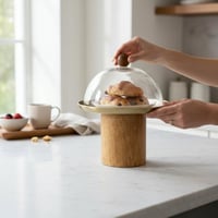 صحن تقديم بغطاء زجاج هندي