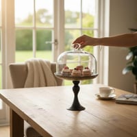 صحن تقديم زجاج بغطاء