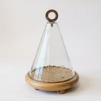 صحن زجاج بقاعدة خشب هندي