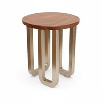 طقم طاولة خشب بقاعدة حديد فضي