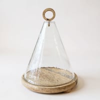 صحن زجاج بقاعدة خشب هندي