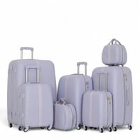 طقم شنط 7 قطع يشمل 5 شنط تروللي وشنطتين للمكياج -ب...