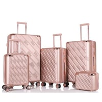 مجموعة شنط سفر مكون من 5 قطع دبل كفرات بتفاصيل نحا...