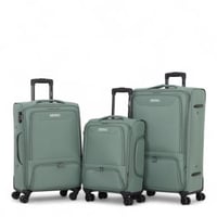 طقم شنط سفر قماش 3 قطع دبل كفرات هيكل ألمونيوم وسح...