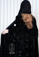 عبايه مخمل شتوي مقلم-825