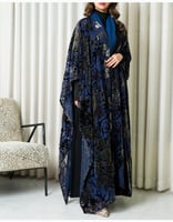 عبايه نواعم على شيفون ورد كحلي_890