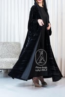 عبايه مخمل شتوي مقلم-825