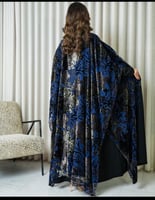 عبايه نواعم على شيفون ورد كحلي_890