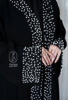 عبايه نص كلوش على لول وكرستال بالامام والكم-835