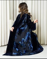 عبايه مخمل مكسر كحلي على شيفون بالجوانب_960