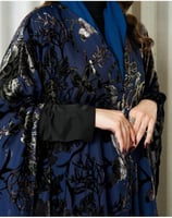 عبايه نواعم على شيفون ورد كحلي_890