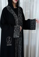 عبايه نص كلوش على لول وكرستال بالامام والكم-835