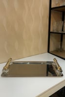 صينية تقديم تركي فاخرة بمقابض كريستالية