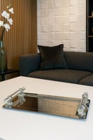 صينية تقديم تركي فاخرة بمقابض كريستالية