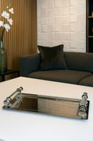 صينية تقديم تركي فاخرة بمقابض كريستالية