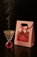 مبخرة كريستال وردية مع كيس هدايا